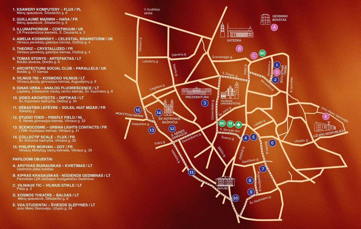 Карта расположения инсталляций. Изображение: lightfestival.lt