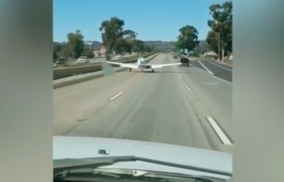 В Калифорнии самолет экстренно приземлился на автомагистраль (Видео)