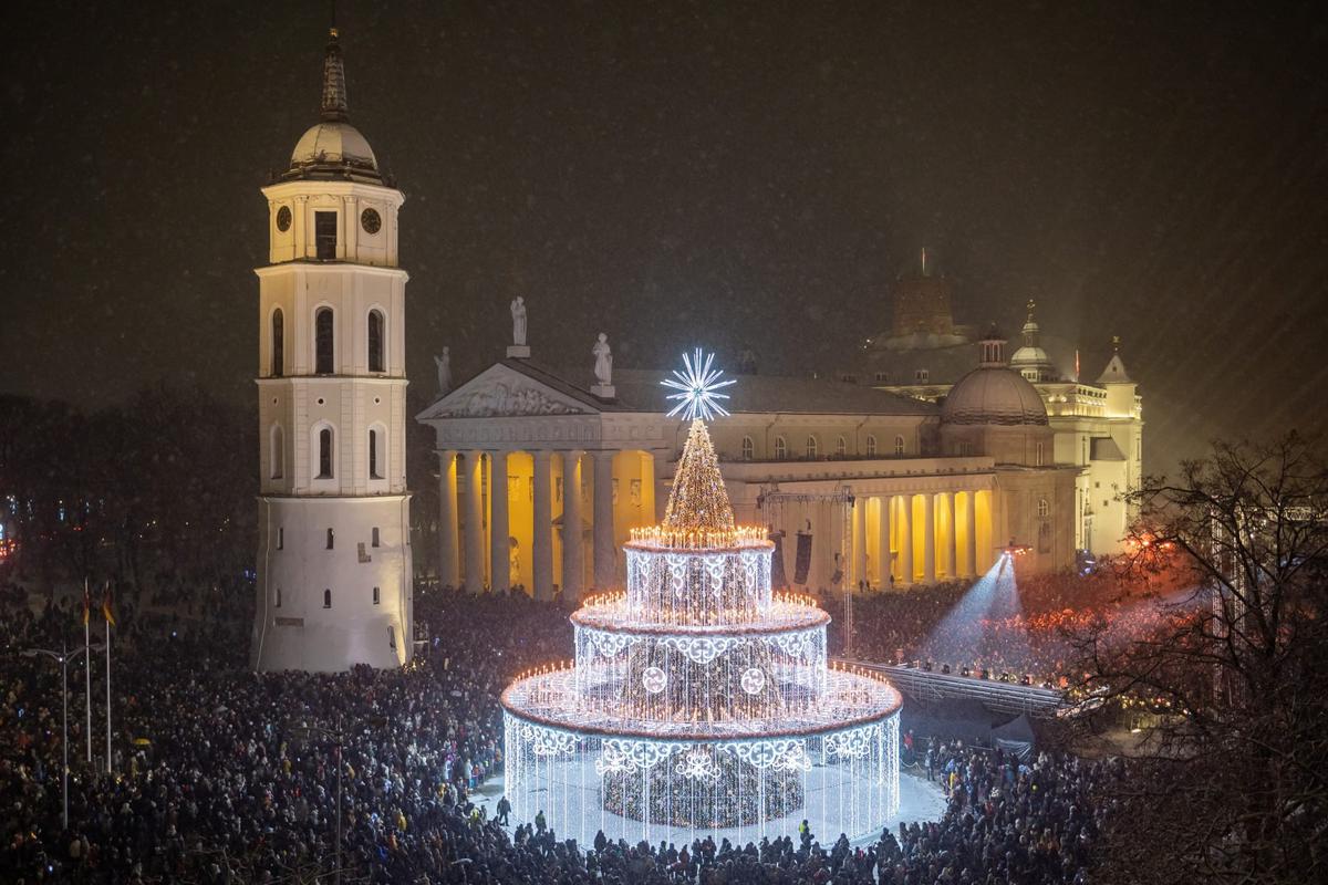 Елка на Кафедральной площади в Вильнюсе. Фото: Vilnius.lt