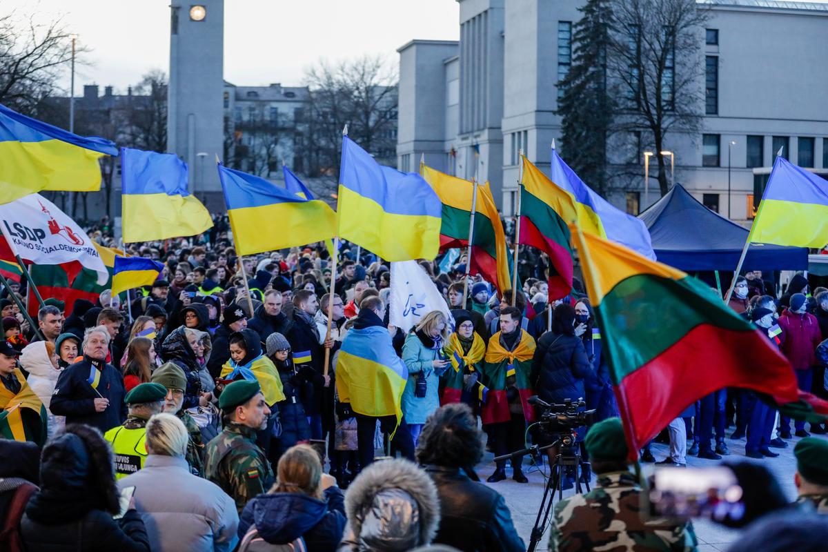 Акция в поддержку Украины в Литве. Фото: BNS