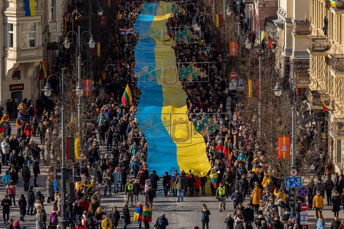 Акция в поддержку Украины в Вильнюсе. Фото: самоуправление города