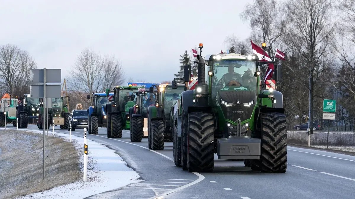 Протест фермеров в Латвии. Фото: LETA