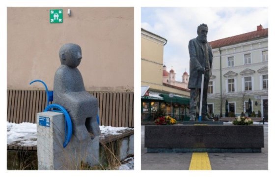 В международный день инвалидов памятники Вильнюса получили особые атрибуты