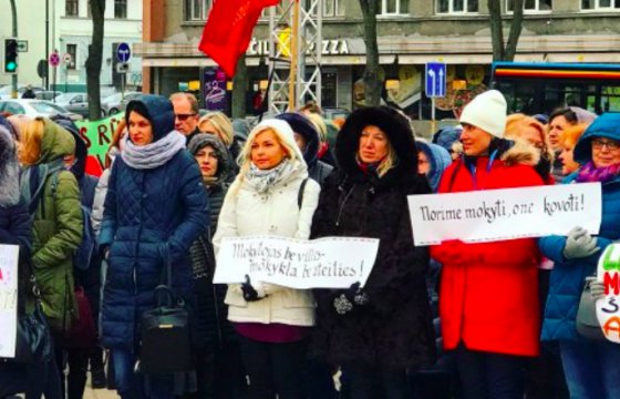 У здания Сейма Литвы протестуют школьники