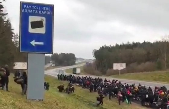 Огромная колонна мигрантов движется к белорусско-польской границе (ВИДЕО)