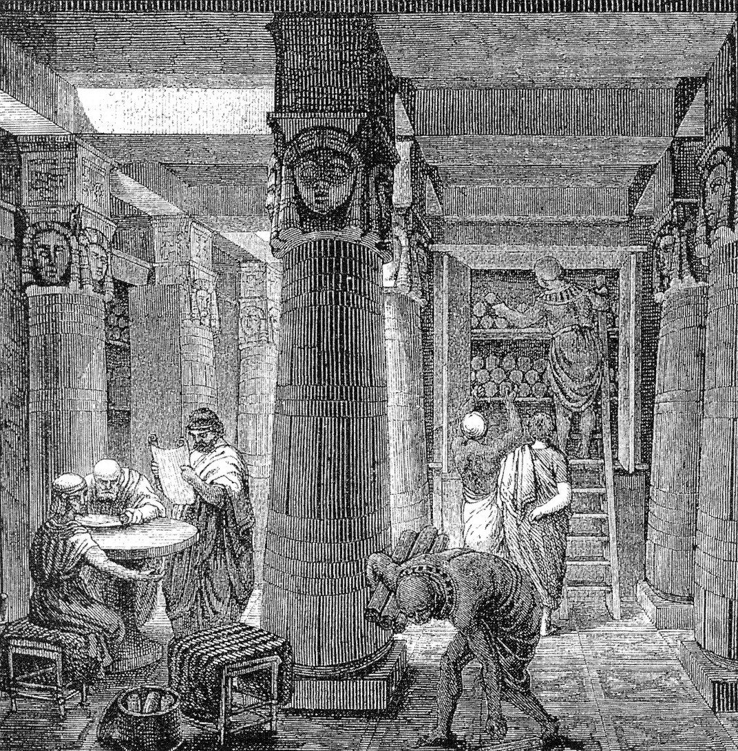 Художественное изображение Александрийской библиотеки, Отто фон Корвен