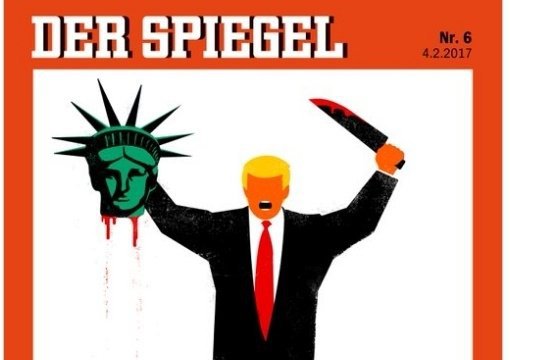 Spiegel поместил на обложку свежего номера Трампа, отрезающего голову статуе Свободы