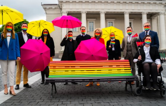 В Вильнюсе оштрафовали мужчину за порчу «радужной» скамейки