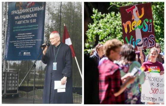 «Бог контролирует все» или «Не решать, что правильно»: сторонники и противники ЛГБТ+ провели мероприятия в Риге