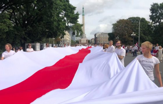 В Риге 400 человек стали в живую цепь в поддержку Беларуси