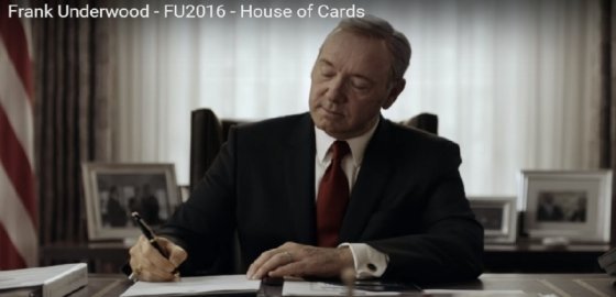 Главный герой «Карточного домика» записал «предвыборный ролик»