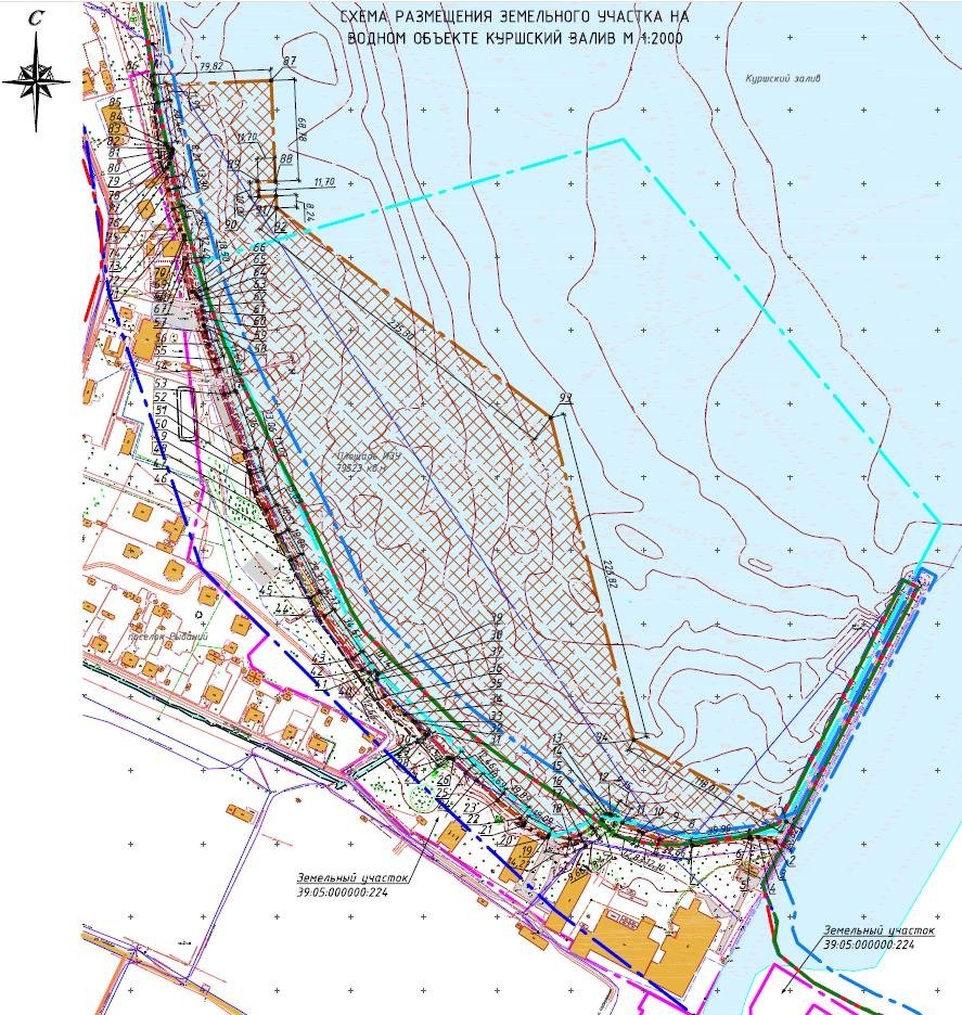 Схема размещения искусственного земельного участка в Куршском заливе. Карта: zelenogradsk.com